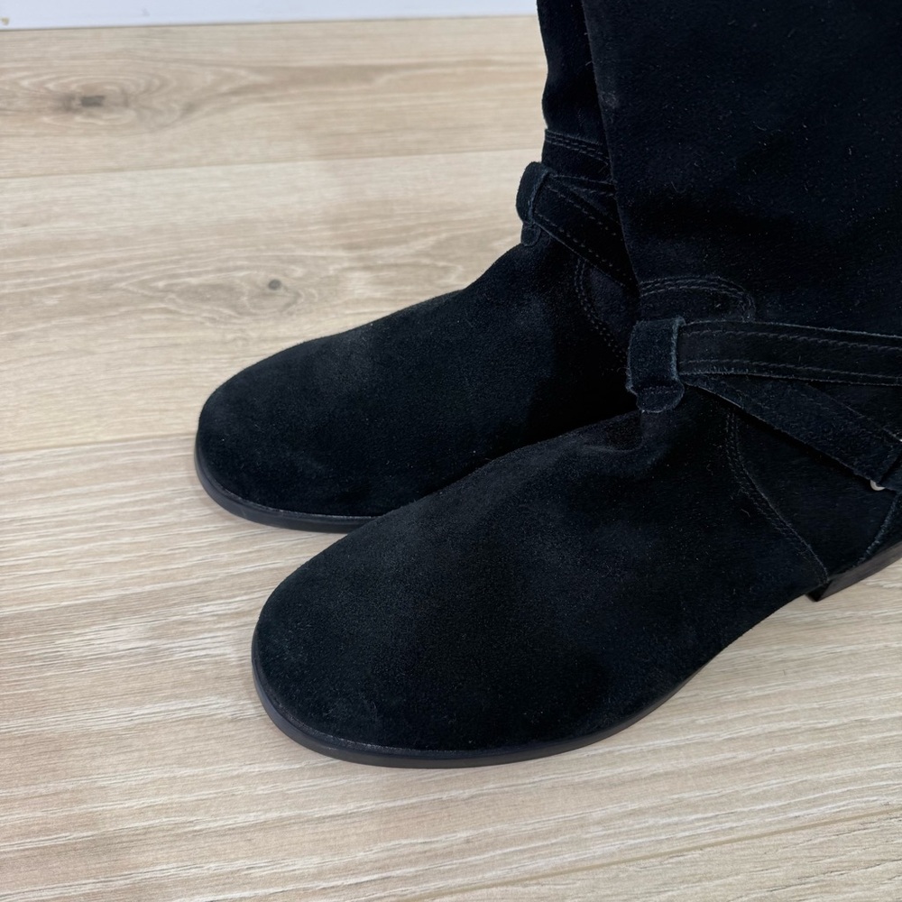 Black Suede Mid-Calf Women's Boots - Picture 2 of 9